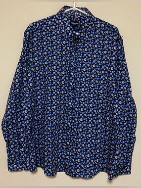 ECHT Men’s Navy & Light Blue Patterned Button-Down Shirt